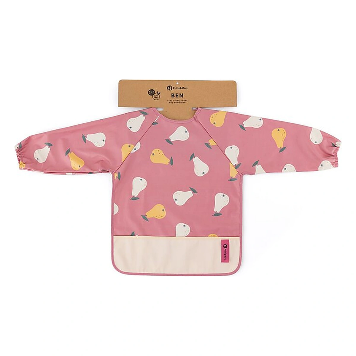 Baveta impermeabila, Petite&Mars, Cu maneci lungi, 24 luni+, Pink Pears [3]