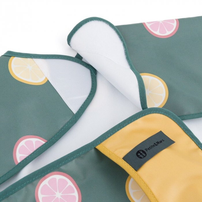 Baveta impermeabila, Petite&Mars, Cu maneci lungi, 24 luni+, Beige Citrus [4]