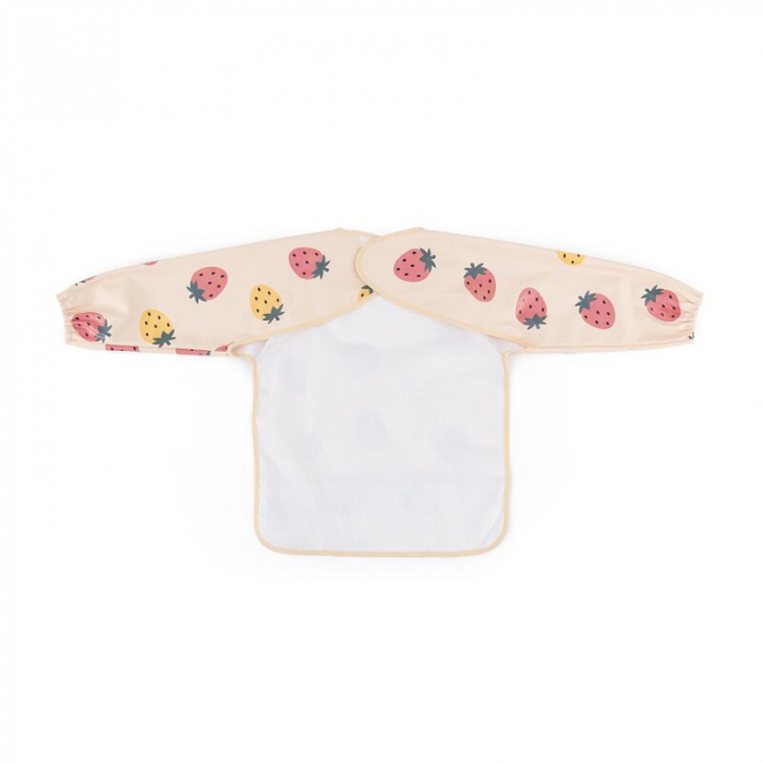 Baveta impermeabila, Petite&Mars, Cu maneci lungi, 24 luni+, Beige Strawberies [2]