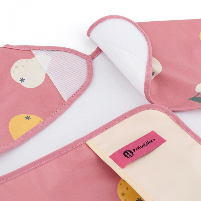 Baveta impermeabila, Petite&Mars, Cu maneci lungi, 24 luni+, Pink Pears [4]