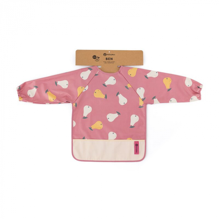 Baveta impermeabila, Petite&Mars, Cu maneci lungi, 24 luni+, Pink Pears [2]