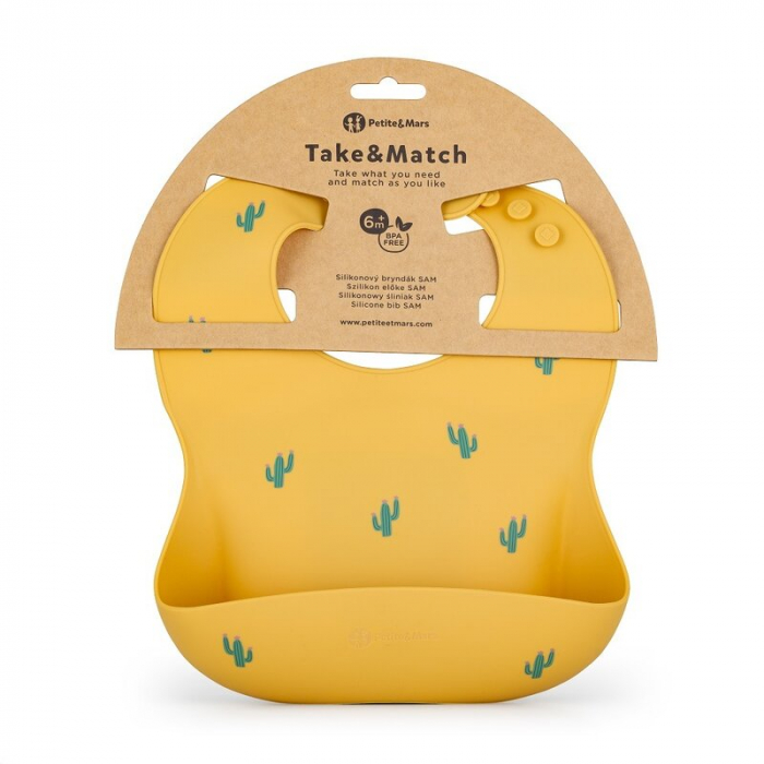 Baveta moale Take&Match, Reglabil, Cu buzunar colector, Silicon, Fara BPA, 6 luni+ Galben* [3]