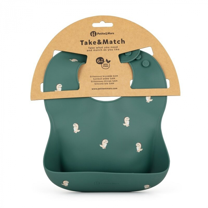 Baveta moale Take&Match, Reglabil, Cu buzunar colector, Silicon, Fara BPA, 6 luni+ Verde* [3]