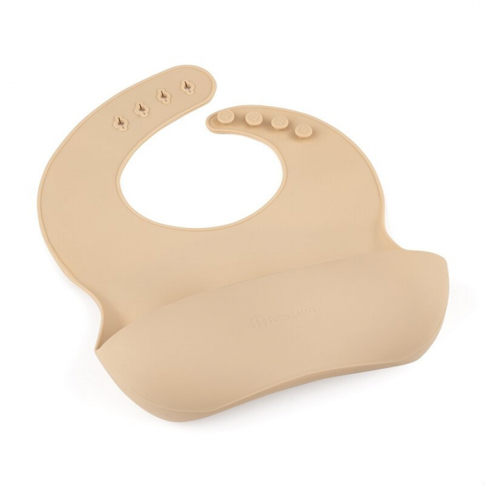 Baveta moale Take&Match, Reglabil, Cu buzunar colector, Silicon, Fara BPA, 6 luni+ Bej [2]