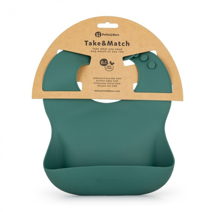 Baveta moale Take&Match, Reglabil, Cu buzunar colector, Silicon, Fara BPA, 6 luni+ Verde [3]