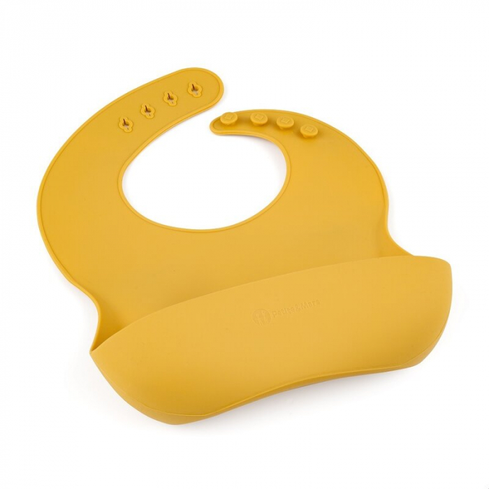 Baveta moale Take&Match, Reglabil, Cu buzunar colector, Silicon, Fara BPA, 6 luni+ Galben [3]