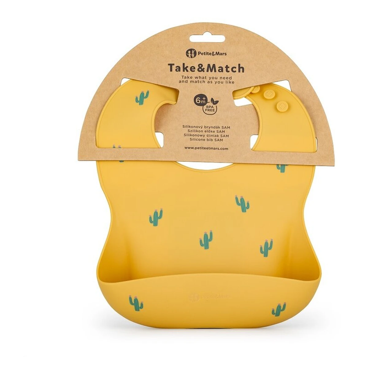 Baveta moale Take&Match, Reglabil, Cu buzunar colector, Silicon, Fara BPA, 6 luni+ Galben* [3]