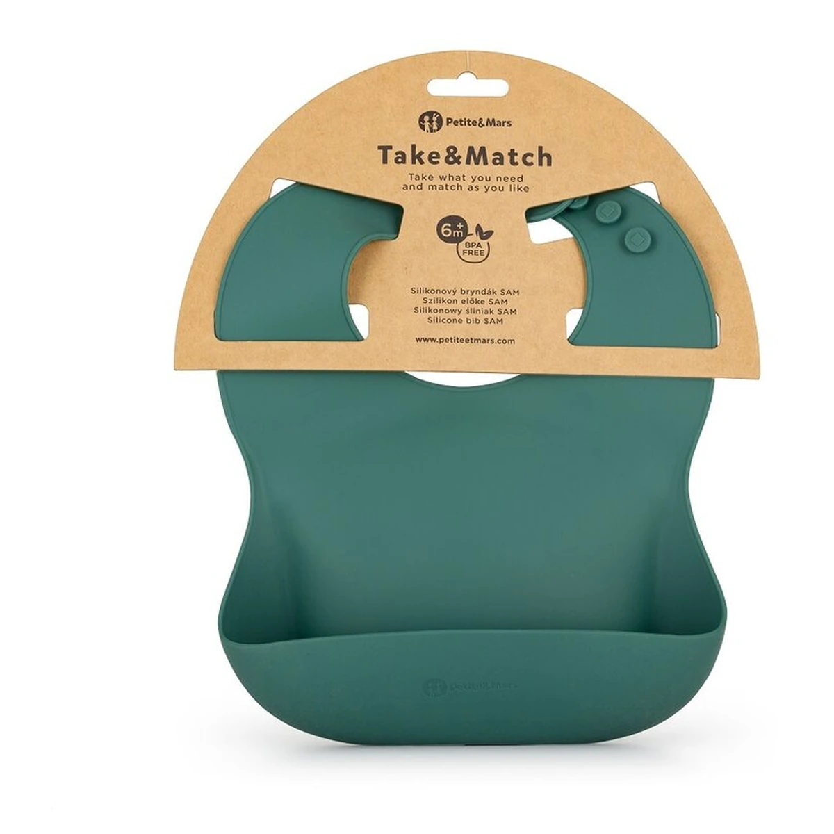Baveta moale Take&Match, Reglabil, Cu buzunar colector, Silicon, Fara BPA, 6 luni+ Verde [3]