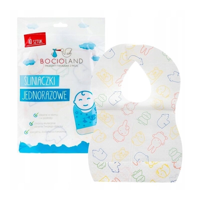 Bavete de unica folosinta, Bocioland, Cu buzunar, Set de 10 bucati, Multicolor [1]