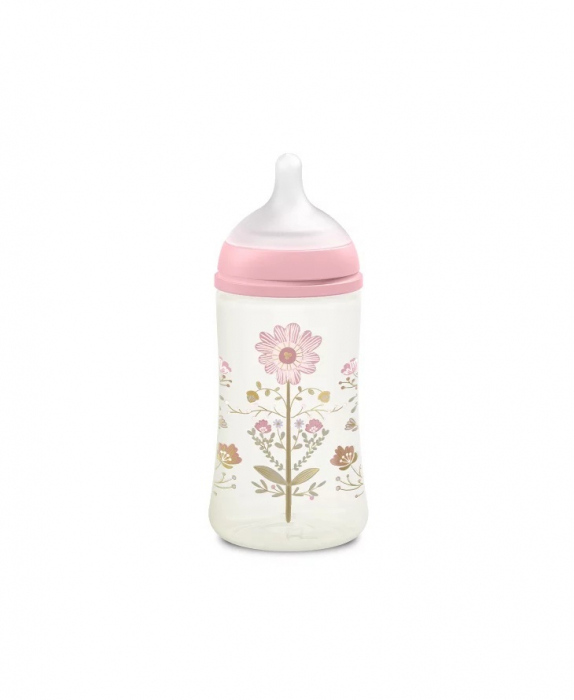 Biberon 270 ml tetină fiziologică SX Pro cu debit mediu Roz Gold Premium [2]