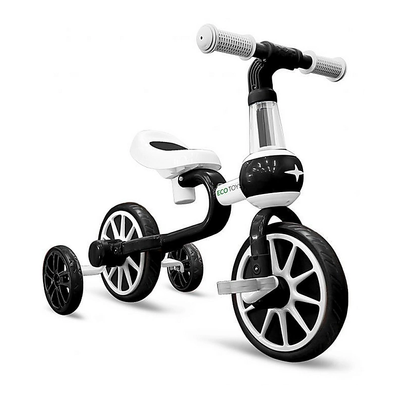 Bicicleta cu roti ajutatoare Ecotoys LC - Alb cu Negru [2]