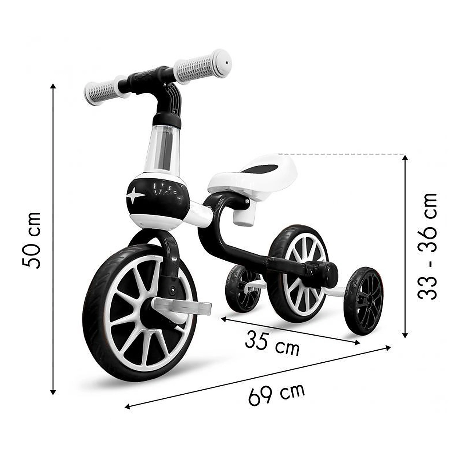 Bicicleta cu roti ajutatoare Ecotoys LC - Alb cu Negru [3]