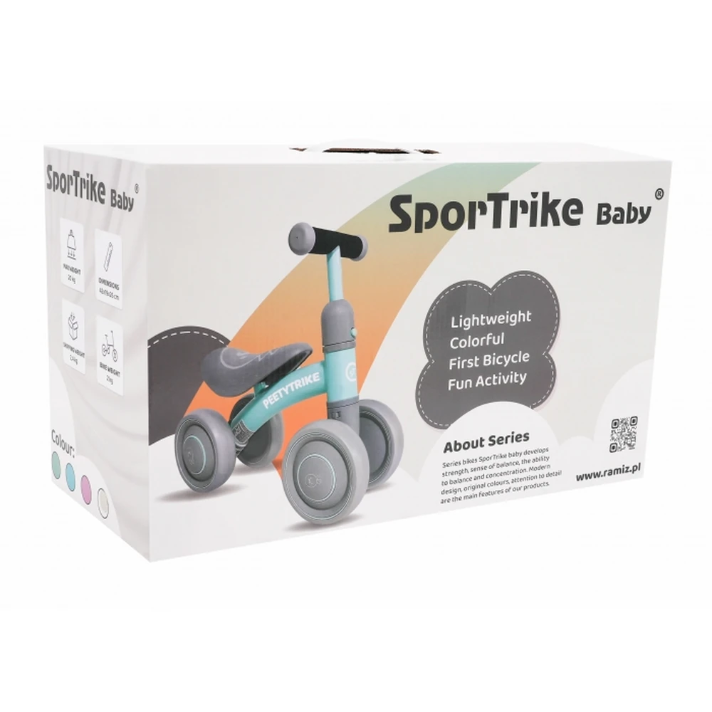 Bicicleta fara pedale cu 4 roti din plastic SporTrike - Alb [11]