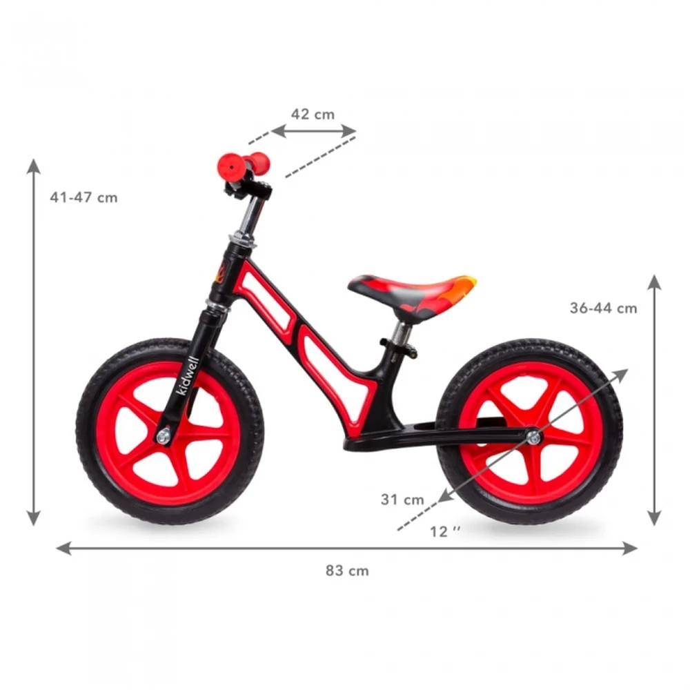Bicicleta fara pedale cu cadru din magneziu Kidwell COMET - Black Red [6]