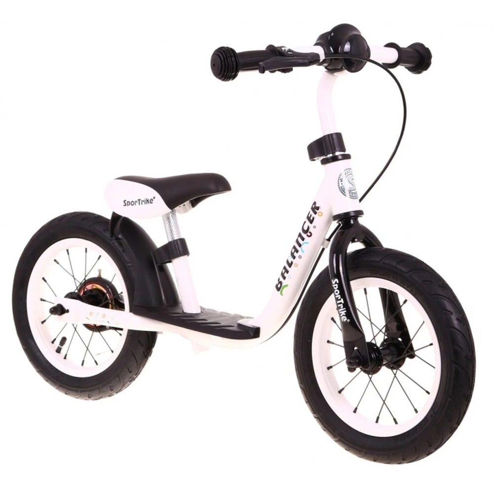 Bicicleta fara pedale cu frana, suport picioare, roti gonflabile, Balancer SporTrike - Alb [1]