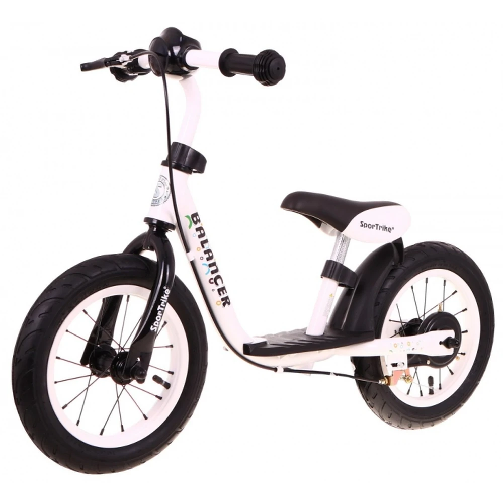 Bicicleta fara pedale cu frana, suport picioare, roti gonflabile, Balancer SporTrike - Alb [3]