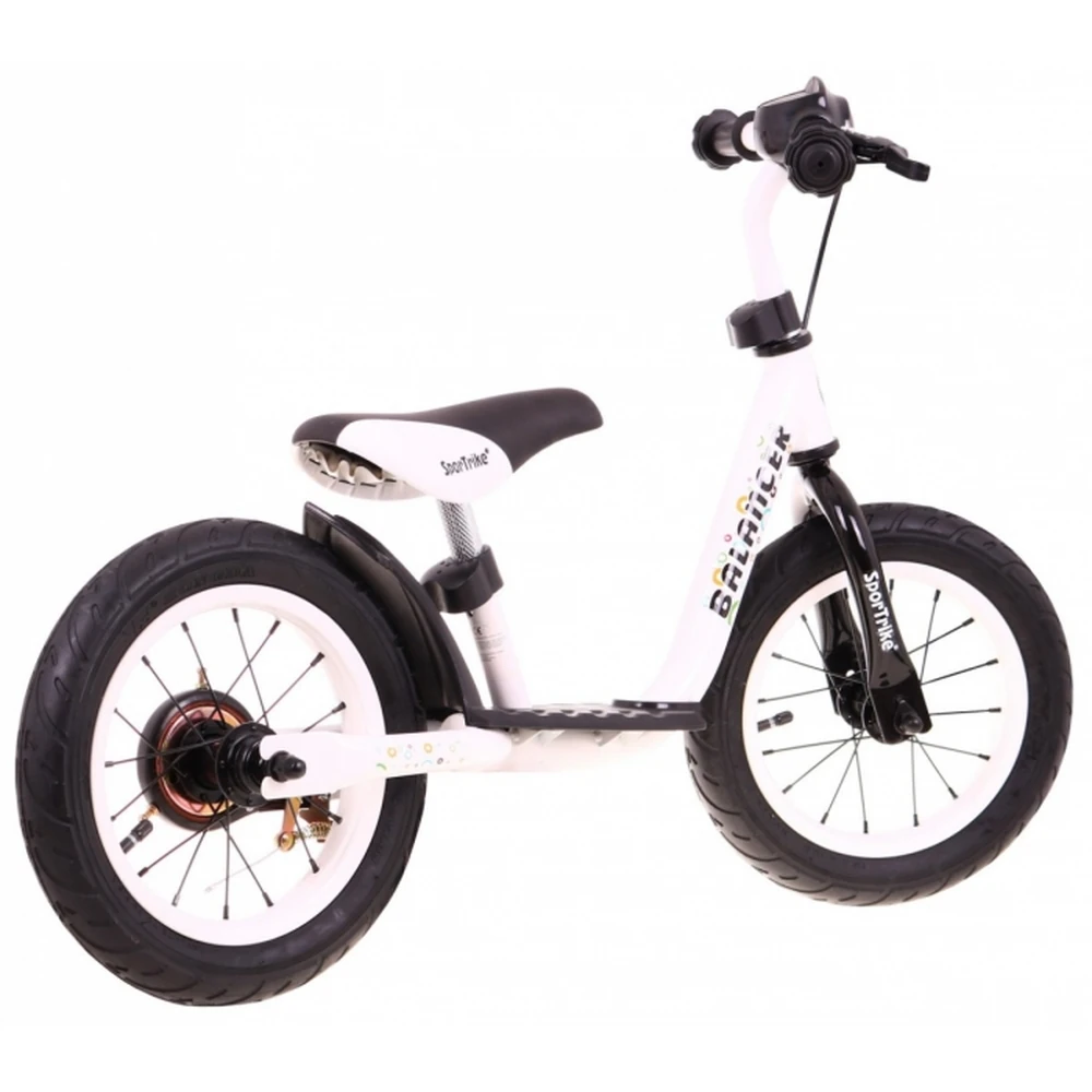 Bicicleta fara pedale cu frana, suport picioare, roti gonflabile, Balancer SporTrike - Alb [4]