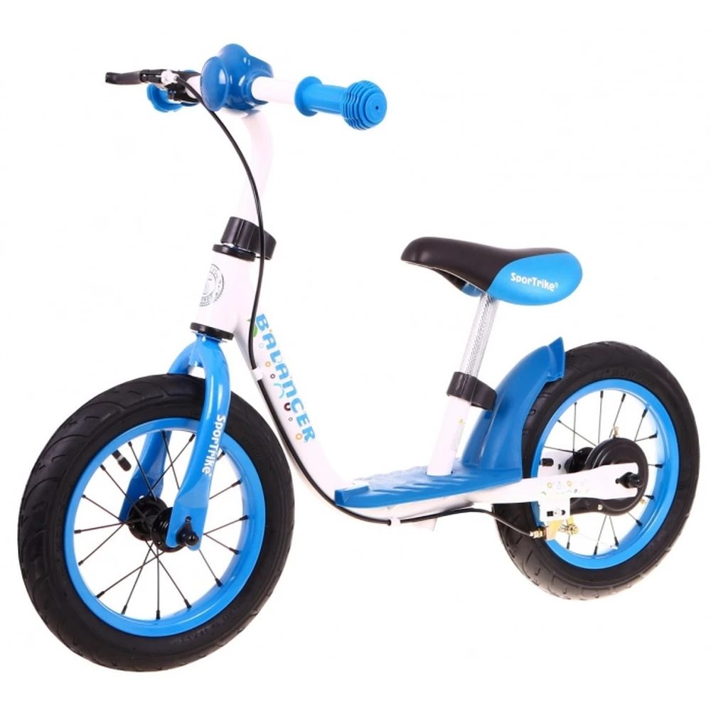 Bicicleta fara pedale cu frana, suport picioare, roti gonflabile, Balancer SporTrike - Albastru [3]