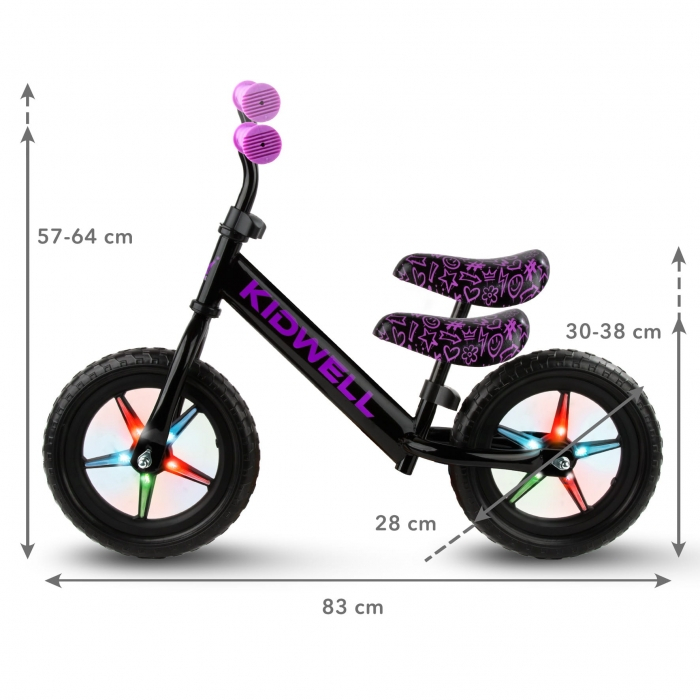 Bicicleta fara pedale cu LED Kidwell REBEL - Neon Pink [8]