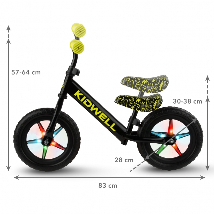 Bicicleta fara pedale cu LED Kidwell REBEL - Neon Yellow [8]