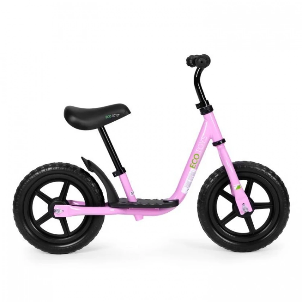 Bicicleta fara pedale cu platforma si roti din spuma EVA Ecotoys - Roz [2]