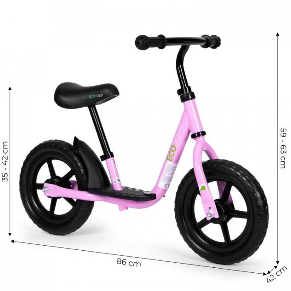 Bicicleta fara pedale cu platforma si roti din spuma EVA Ecotoys - Roz [5]
