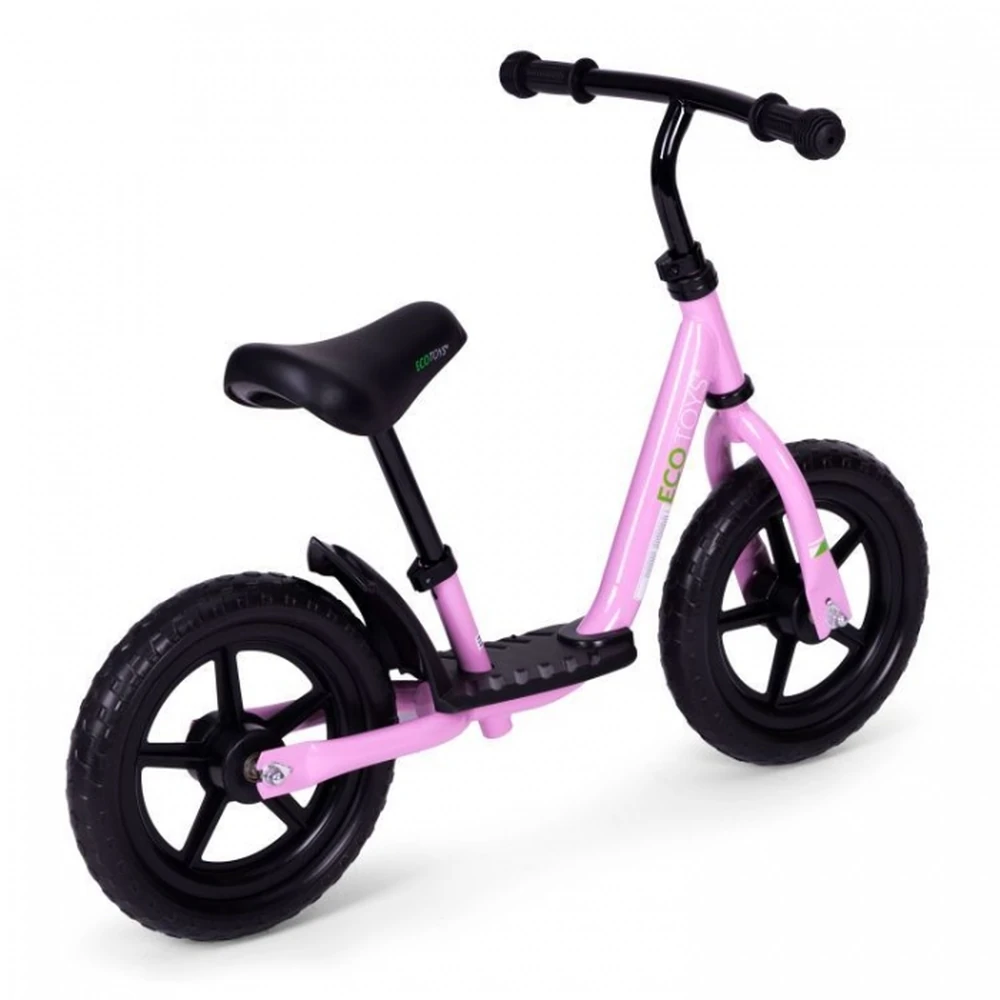 Bicicleta fara pedale cu platforma si roti din spuma EVA Ecotoys - Roz [3]