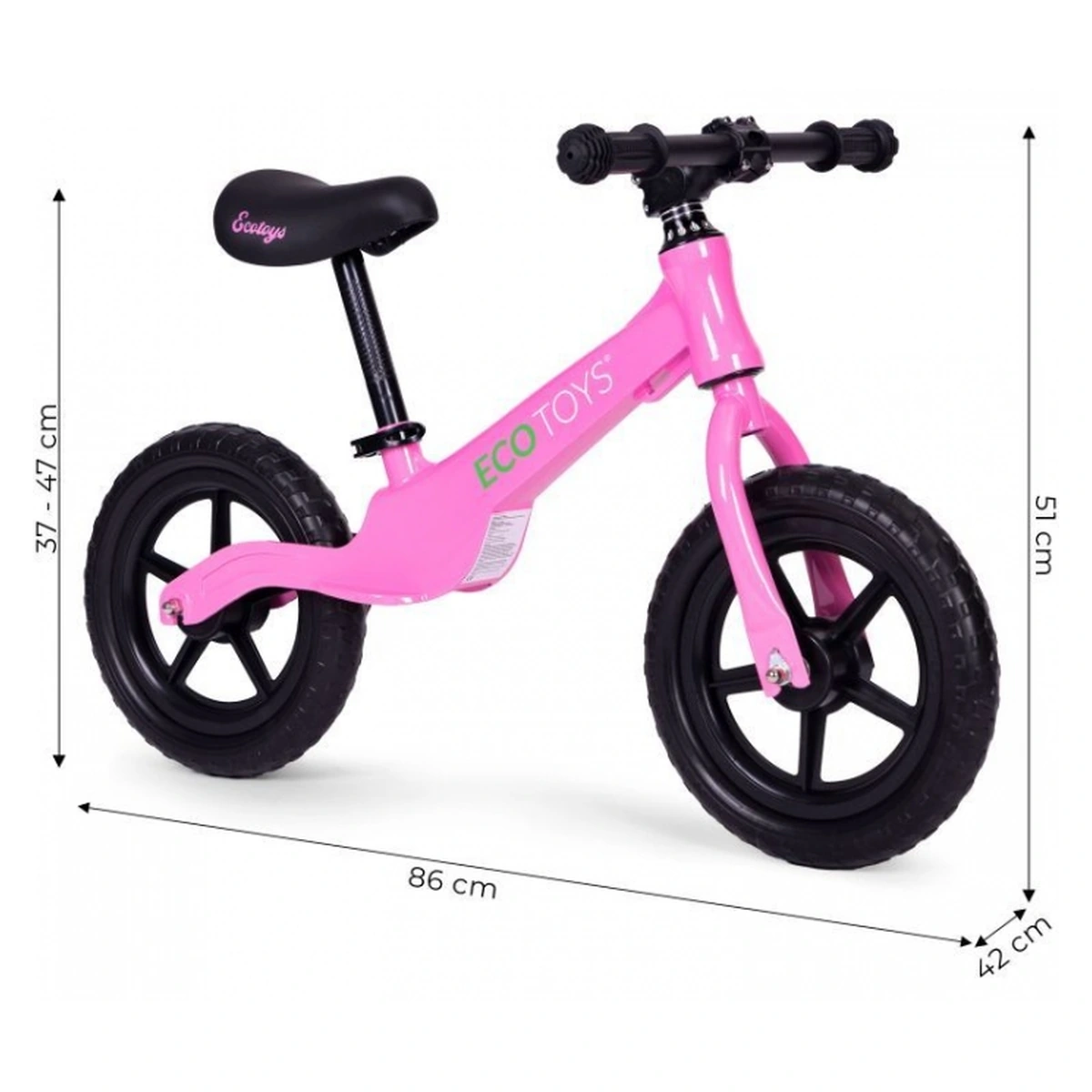 Bicicleta fara pedale cu roti din spuma EVA Ecotoys - Roz [5]