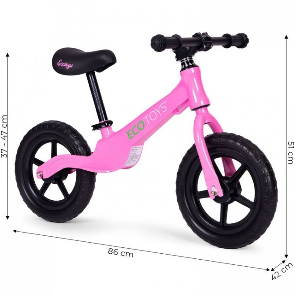 Bicicleta fara pedale cu roti din spuma EVA Ecotoys - Roz [5]
