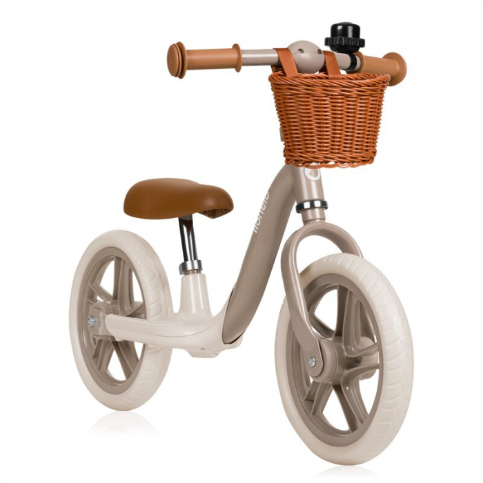 Bicicleta fara pedale, Lionelo, Alex Plus, Usoara, Include cos depozitare si sonerie, 12 inch, Beige Sand [2]