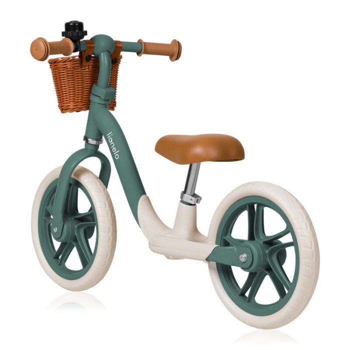 Bicicleta fara pedale, Lionelo, Alex Plus, Usoara, Cu ghidon si sa reglabile, Include cos depozitare si sonerie, Din otel, Cu roti din spuma EVA, 12 inch, Green Forest [3]