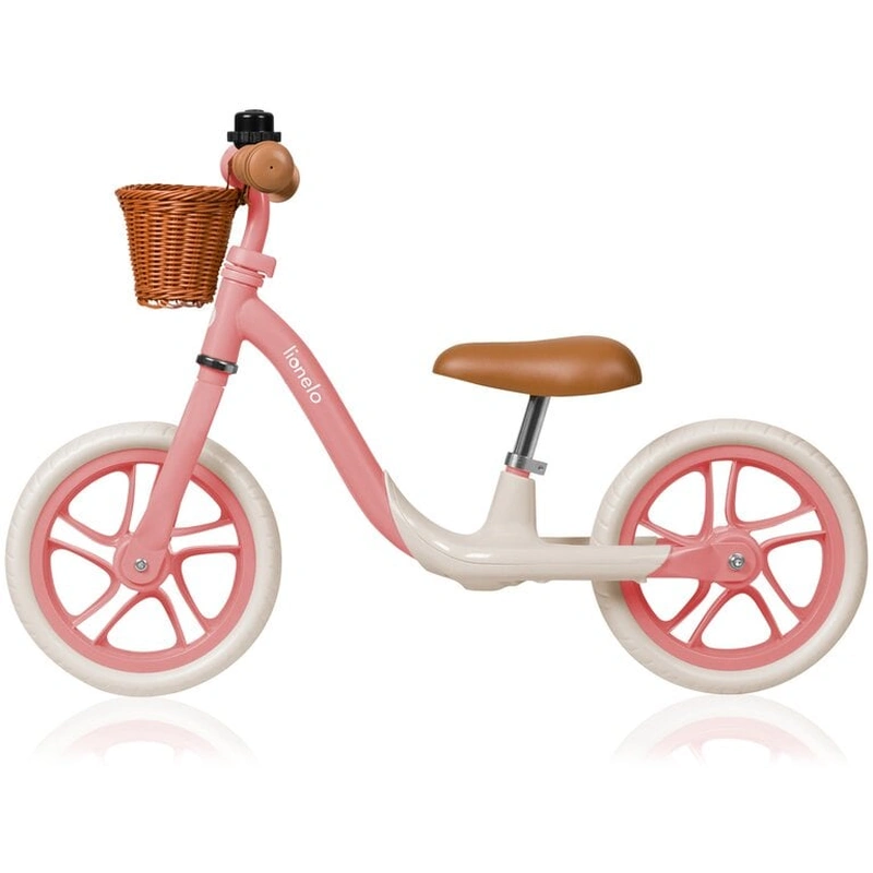 Bicicleta fara pedale, Lionelo, Alex Plus, Usoara, Cu ghidon si sa reglabile, Include cos depozitare si sonerie, Din otel, Cu roti din spuma EVA, 12 inch, Pink Rose [4]