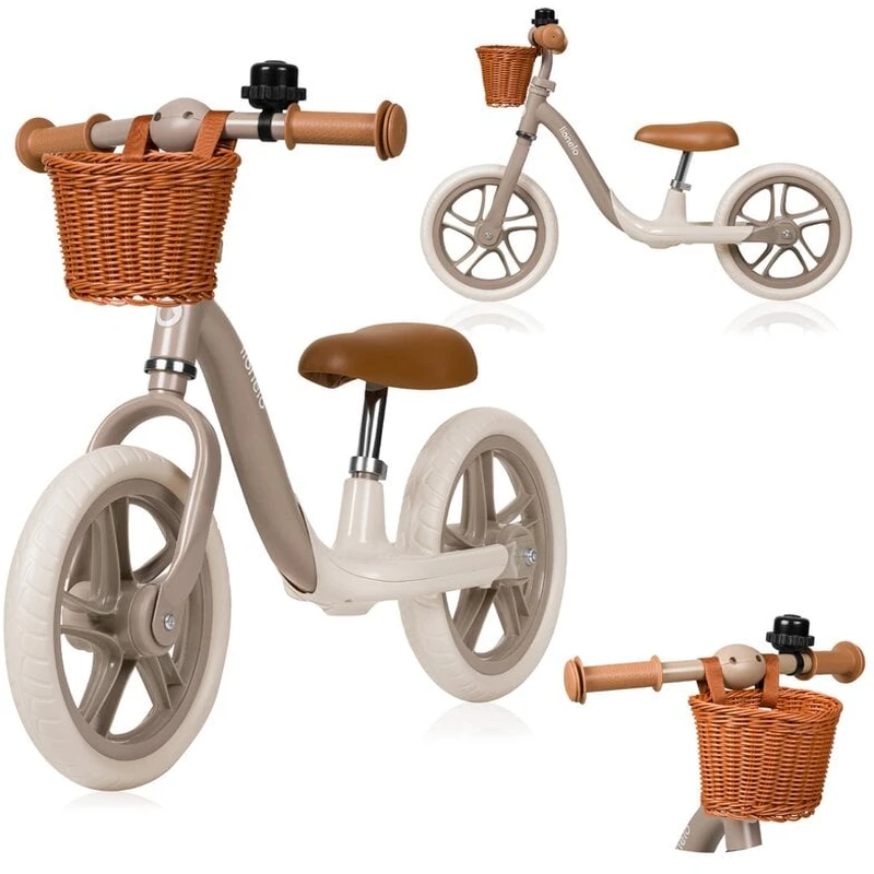 Bicicleta fara pedale, Lionelo, Alex Plus, Usoara, Include cos depozitare si sonerie, 12 inch, Beige Sand [8]
