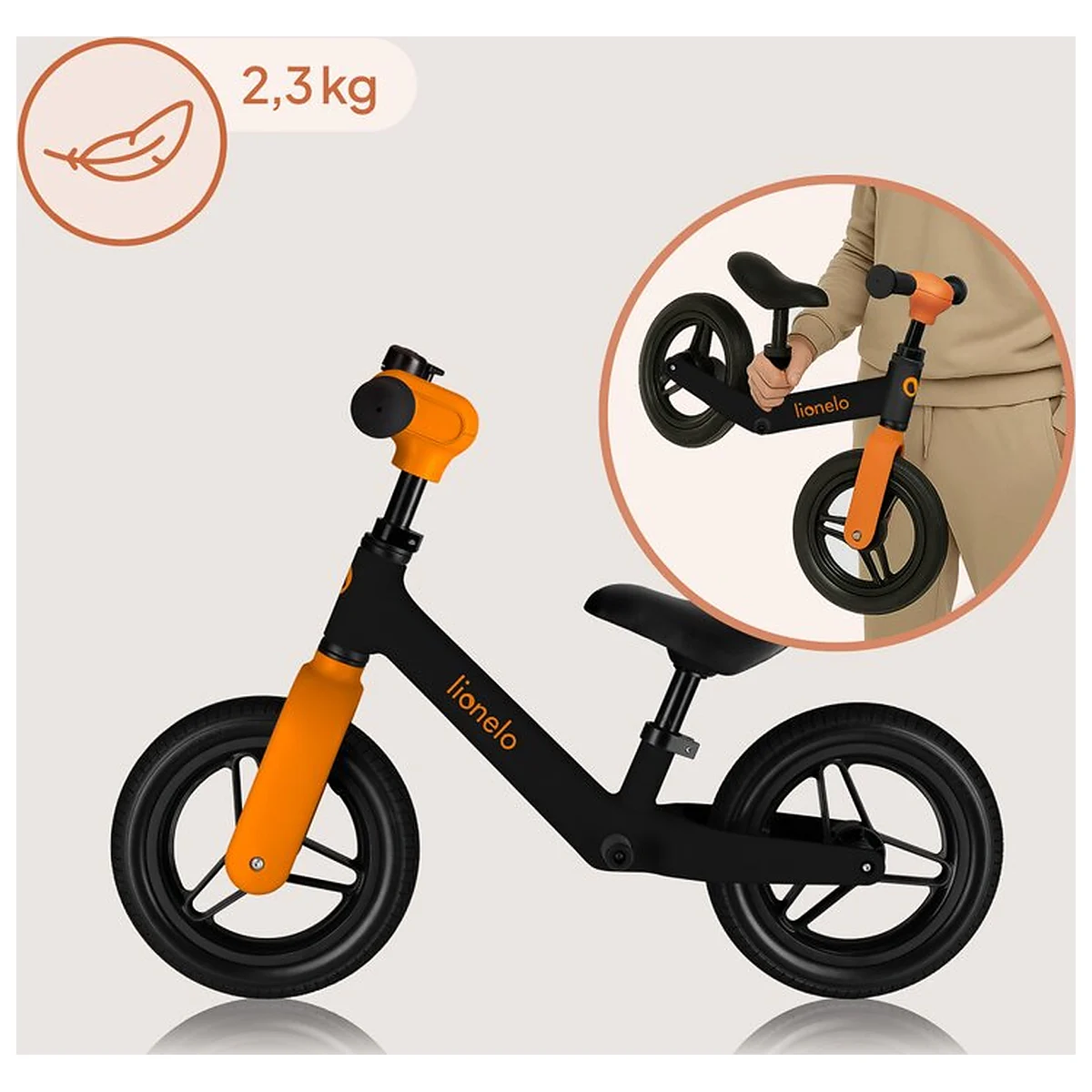 Bicicleta fara pedale, Lionelo, Toni, Cu ghidon si sa reglabile, Ultra usoara, 2.8 Kg, 18 luni+, Sustine 30 kg, Conform [7]