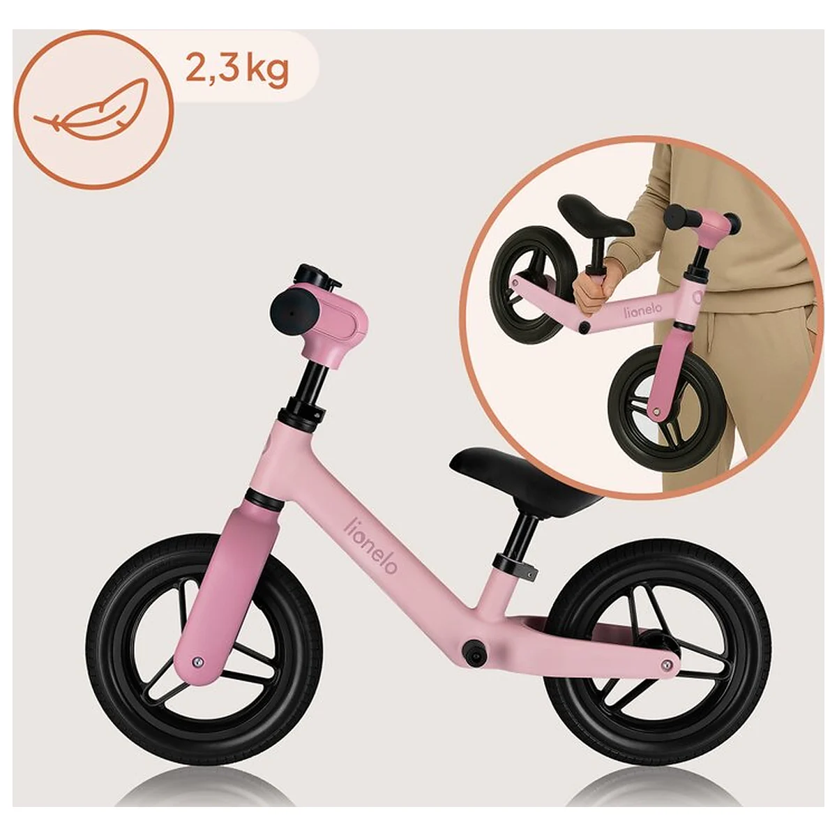 Bicicleta fara pedale, Lionelo, Toni, Cu ghidon si sa reglabile, Ultra usoara, 2.8 Kg, 18 luni+, Sustine 30 kg, Conform [9]