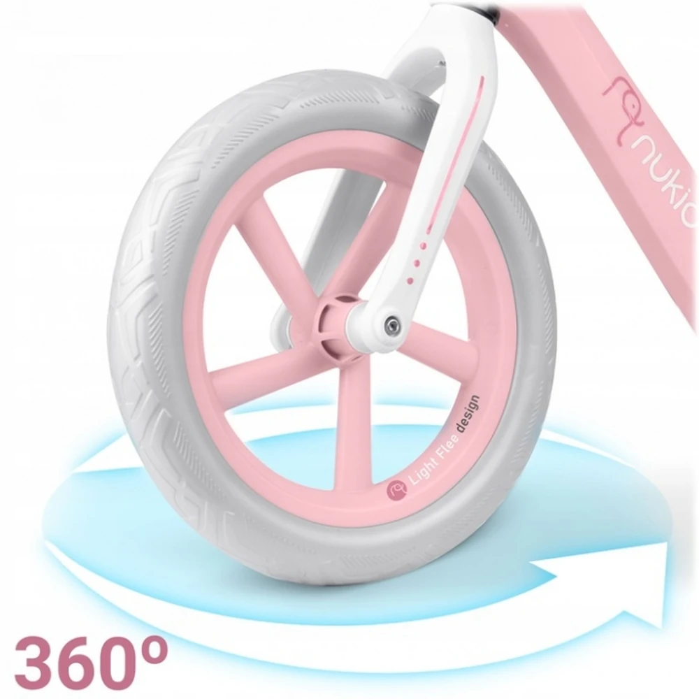 Bicicleta fara pedale pentru copii, roti EVA, Light Flee Nukido - Roz [4]