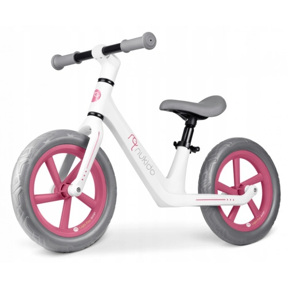 Bicicleta fara pedale pentru copii, roti EVA, Light Flee Nukido - Roz - Alb [1]