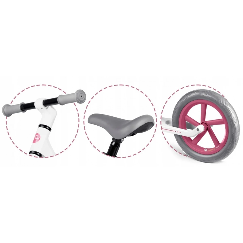 Bicicleta fara pedale pentru copii, roti EVA, Light Flee Nukido - Roz - Alb [5]