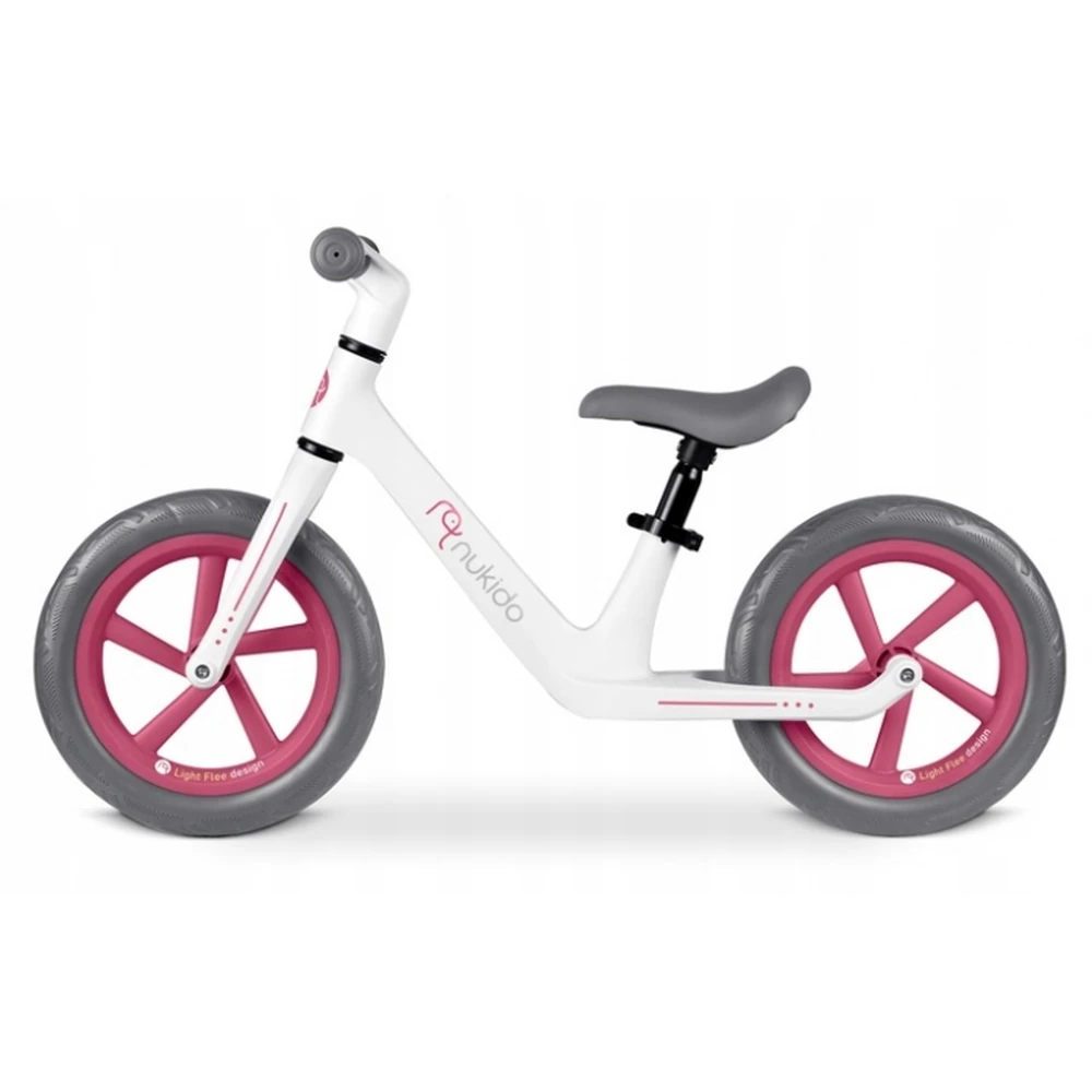 Bicicleta fara pedale pentru copii, roti EVA, Light Flee Nukido - Roz - Alb [2]
