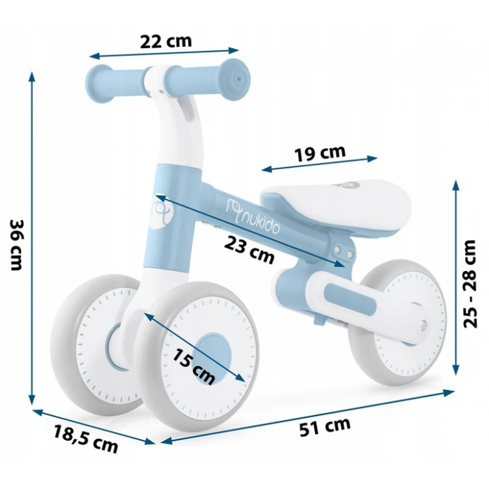 Bicicleta fara pedale pentru copii, roti EVA, Nukido - Albastru [8]
