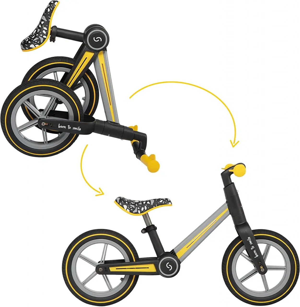 Bicicleta pliabila fara pedale Skiddou Ronny, Galben [1]