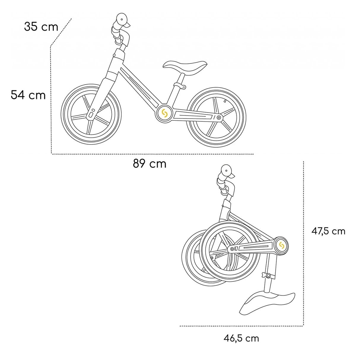 Bicicleta pliabila fara pedale Skiddou Ronny, Galben [4]