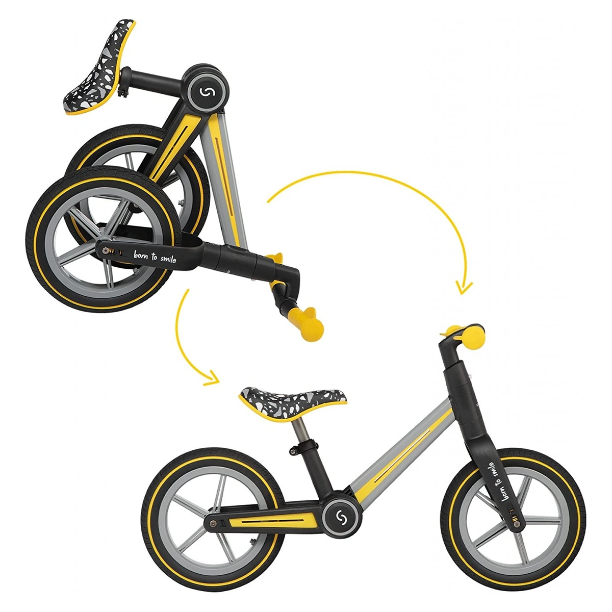 Bicicleta pliabila fara pedale Skiddou Ronny, Galben [3]