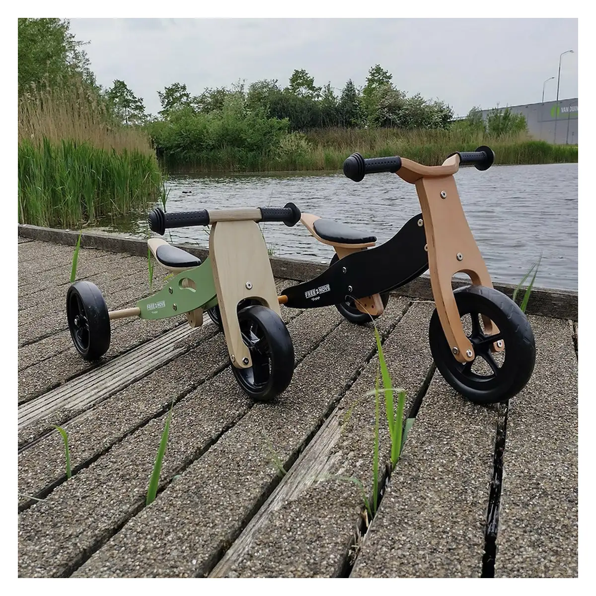 Bicicleta/tricicleta fara pedale din lemn, 2 in 1, Functie de bicicleta echilibru, Sa reglabila, Manere antiderapante, Roti ajustabile, 18 luni – 3 ani, Brown White [6]