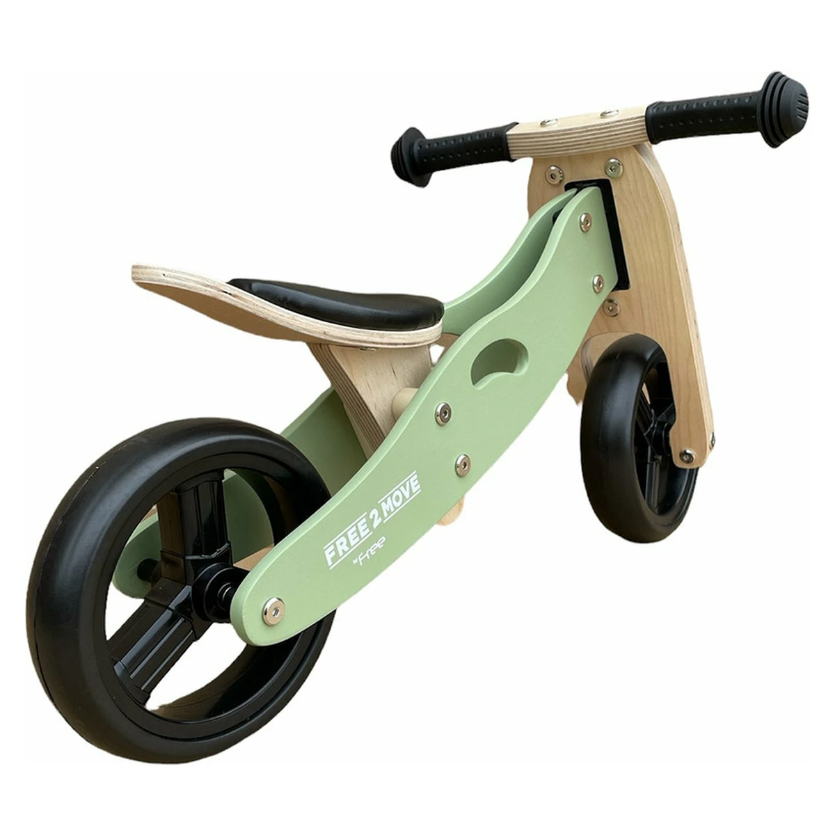 Bicicleta/tricicleta fara pedale, Free2Move, Din lemn, 2 in 1, Functie de bicicleta echilibru, 1-3 ani, Mint [7]