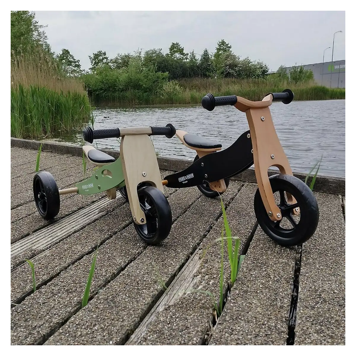 Bicicleta/tricicleta fara pedale, Free2Move, Din lemn, 2 in 1, Functie de bicicleta echilibru, 1-3 ani, Mint [14]