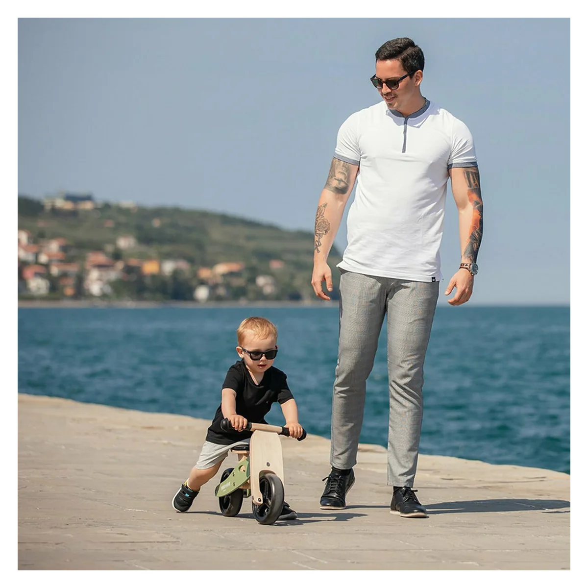 Bicicleta/tricicleta fara pedale, Free2Move, Din lemn, 2 in 1, Functie de bicicleta echilibru, 1-3 ani, Mint [12]