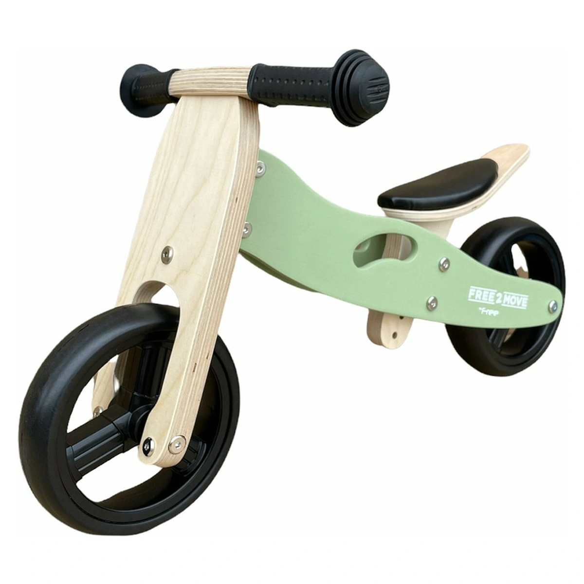 Bicicleta/tricicleta fara pedale, Free2Move, Din lemn, 2 in 1, Functie de bicicleta echilibru, 1-3 ani, Mint [4]