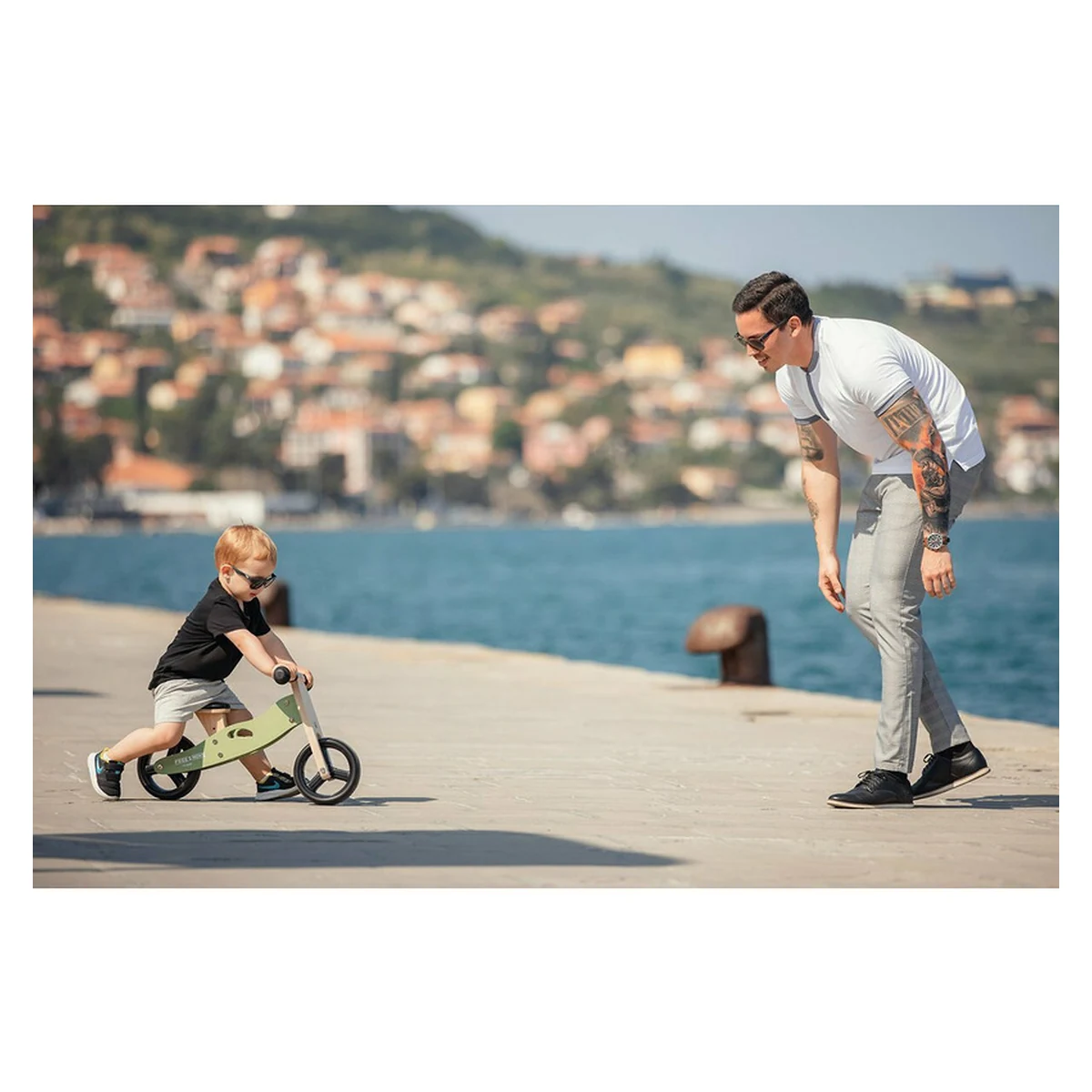 Bicicleta/tricicleta fara pedale, Free2Move, Din lemn, 2 in 1, Functie de bicicleta echilibru, 1-3 ani, Mint [11]