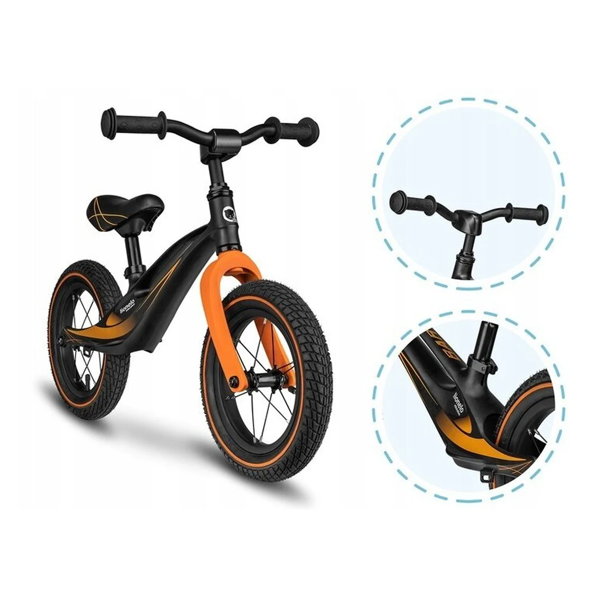 Lionelo - Bicicleta usoara Bart Air, Fara pedale, Cu roti gonflabile, Cu cadru din magneziu, Cu ghidon si sa reglabile, Greutate 3.8 Kg, 12 inch, Conform cu standardul european de securitate EN71, Neg [9]